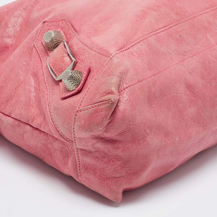 Pre Owned Balenciaga Light Pink Leather GSH Day Hobo