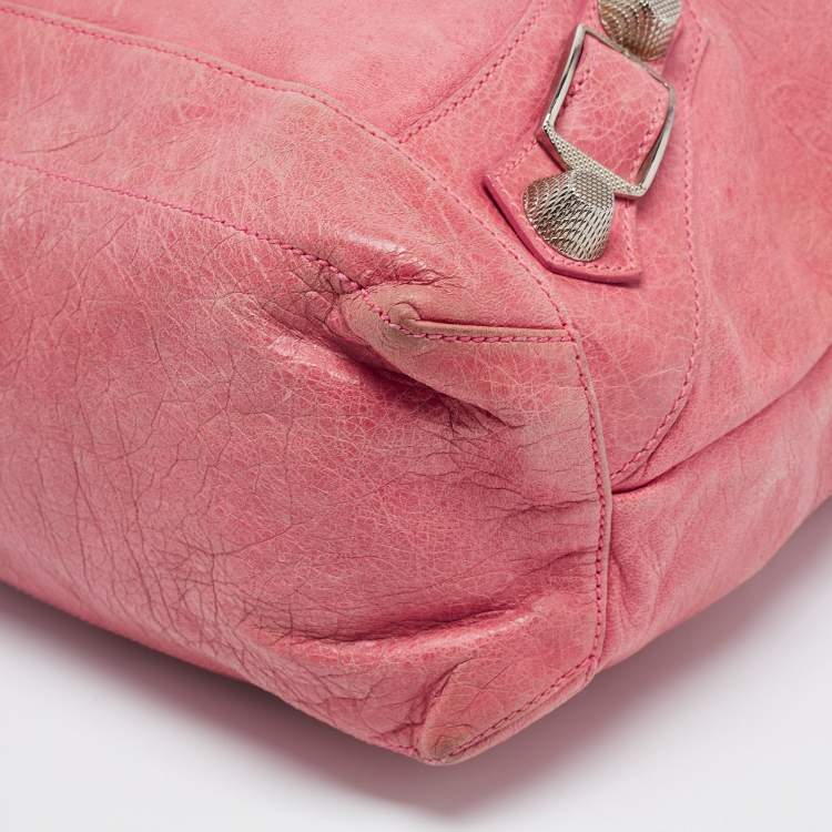 Pre Owned Balenciaga Light Pink Leather GSH Day Hobo