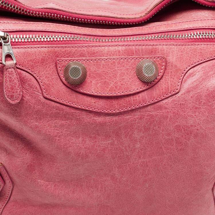 Pre Owned Balenciaga Light Pink Leather GSH Day Hobo