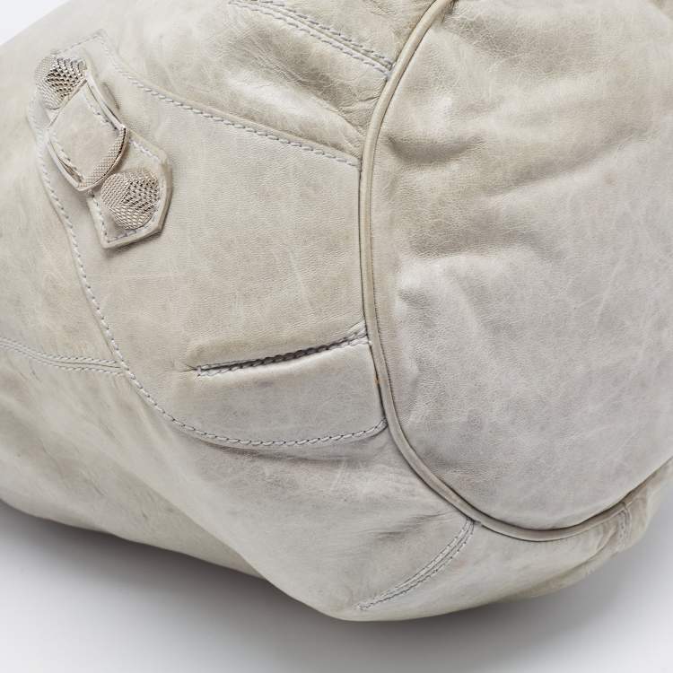 Pre Owned Balenciaga Light Green Leather SGH Pompon Hobo