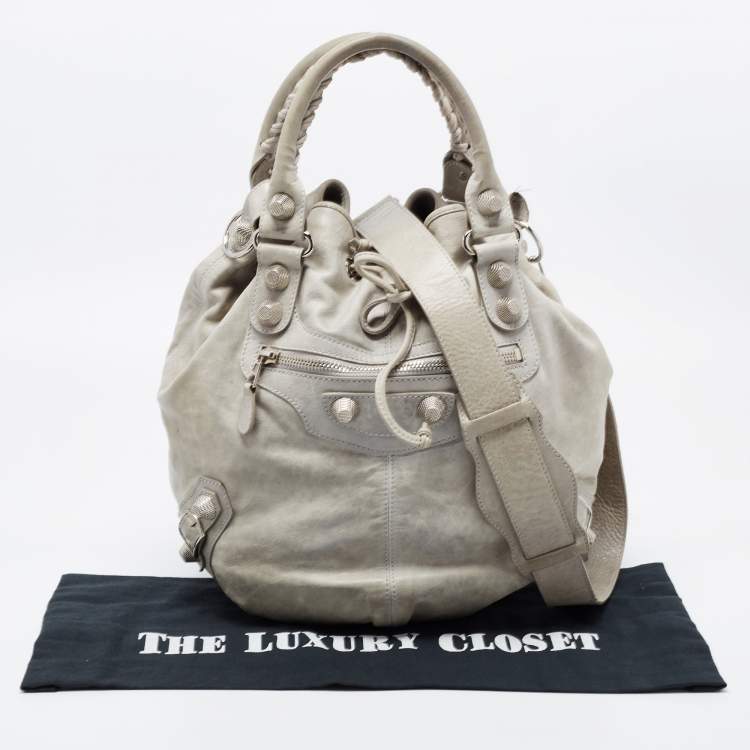 Pre Owned Balenciaga Light Green Leather SGH Pompon Hobo