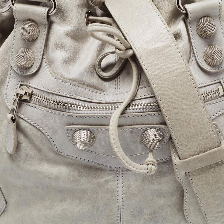 Pre Owned Balenciaga Light Green Leather SGH Pompon Hobo