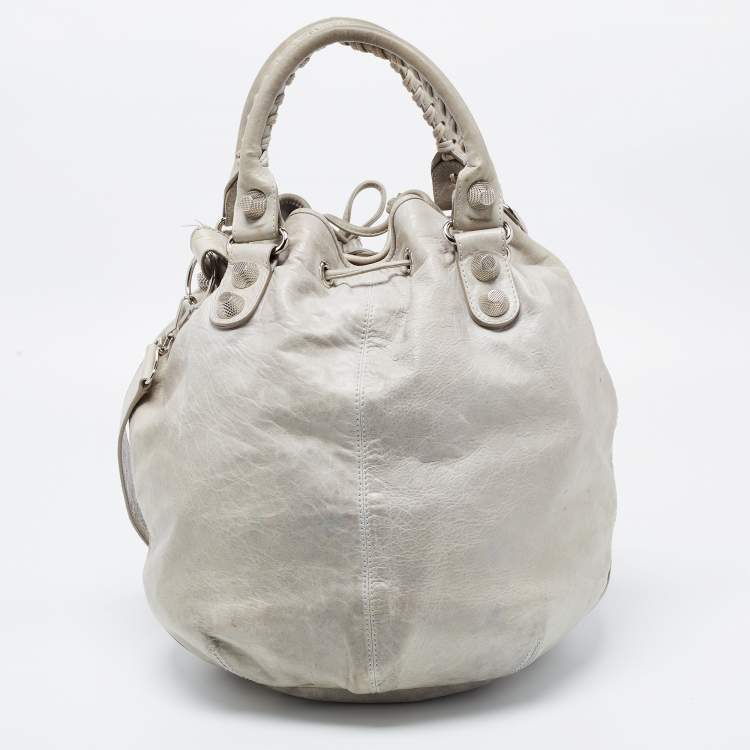 Pre Owned Balenciaga Light Green Leather SGH Pompon Hobo