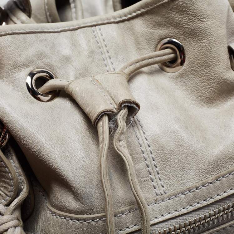 Pre Owned Balenciaga Light Green Leather SGH Pompon Hobo