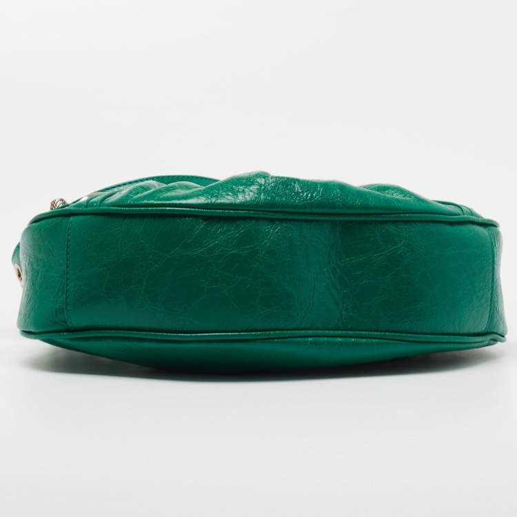Pre Owned Balenciaga Green Leather XS Le Cagole Hobo
