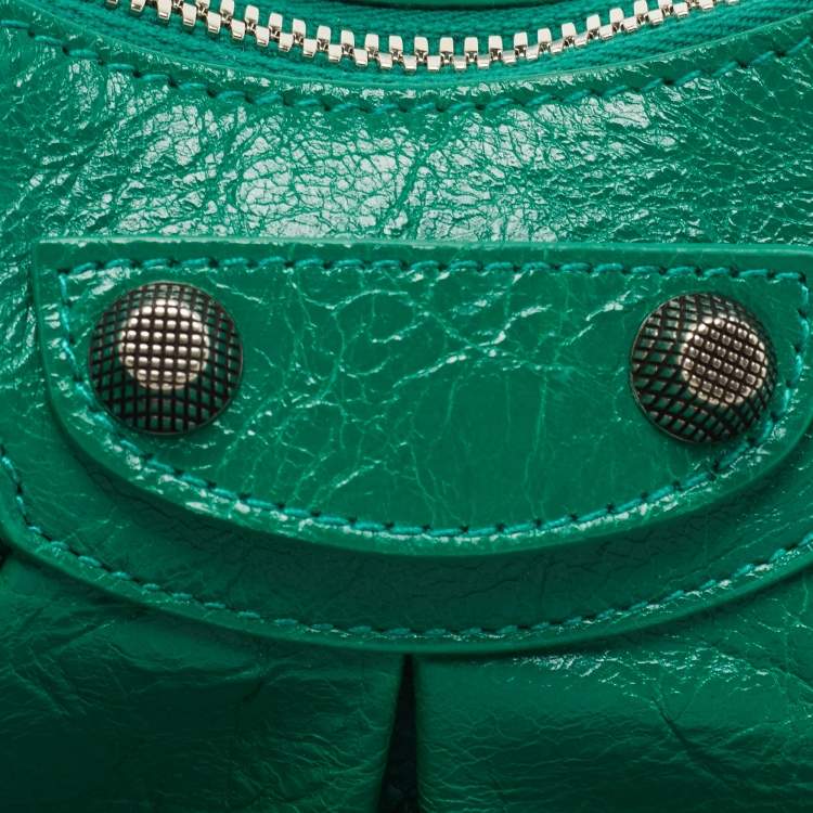Pre Owned Balenciaga Green Leather XS Le Cagole Hobo