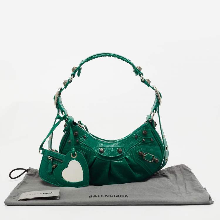 Pre Owned Balenciaga Green Leather XS Le Cagole Hobo