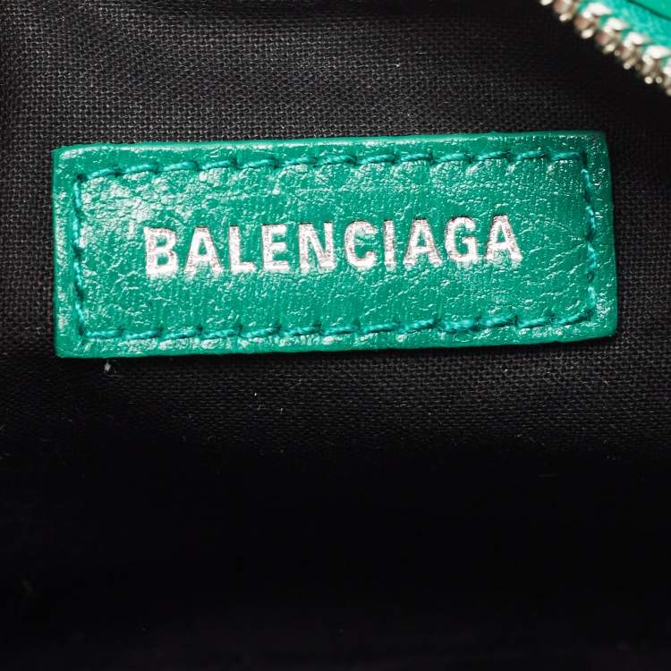 Pre Owned Balenciaga Green Leather XS Le Cagole Hobo