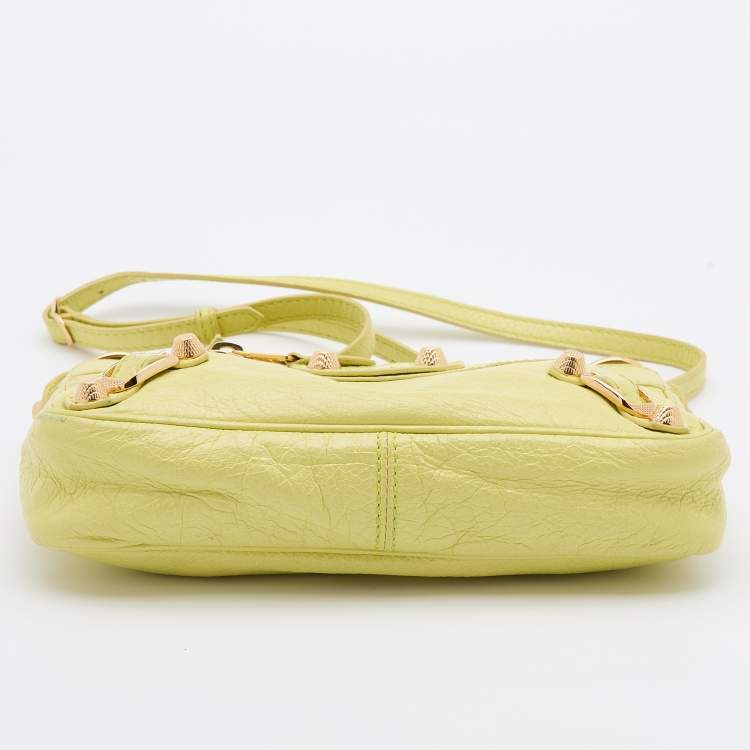 Pre Owned Balenciaga Yellow Leather Classic Hip Crossbody Bag 