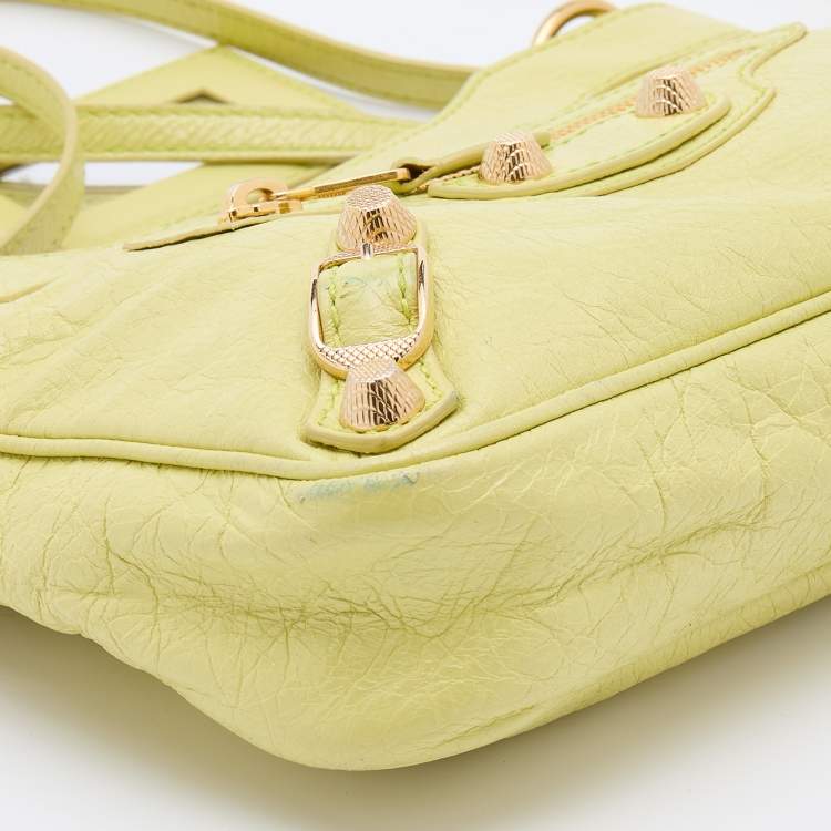 Pre Owned Balenciaga Yellow Leather Classic Hip Crossbody Bag 