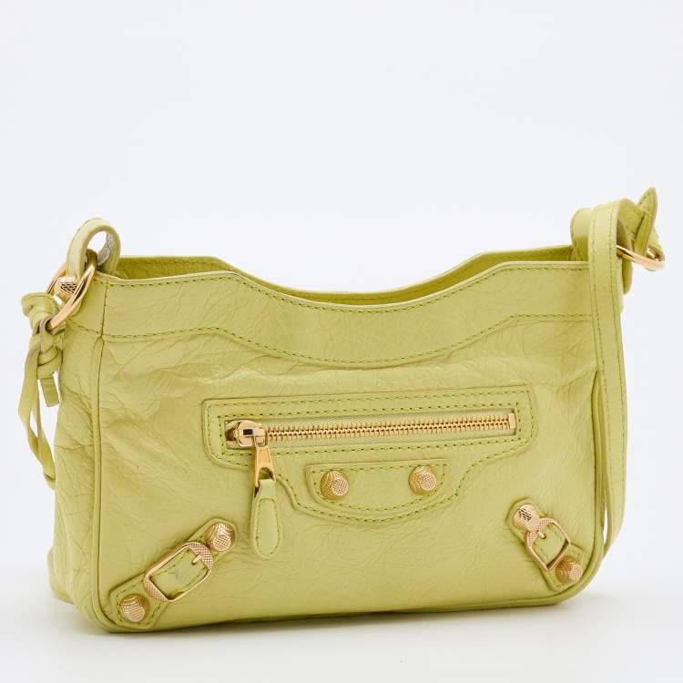 Pre Owned Balenciaga Yellow Leather Classic Hip Crossbody Bag 