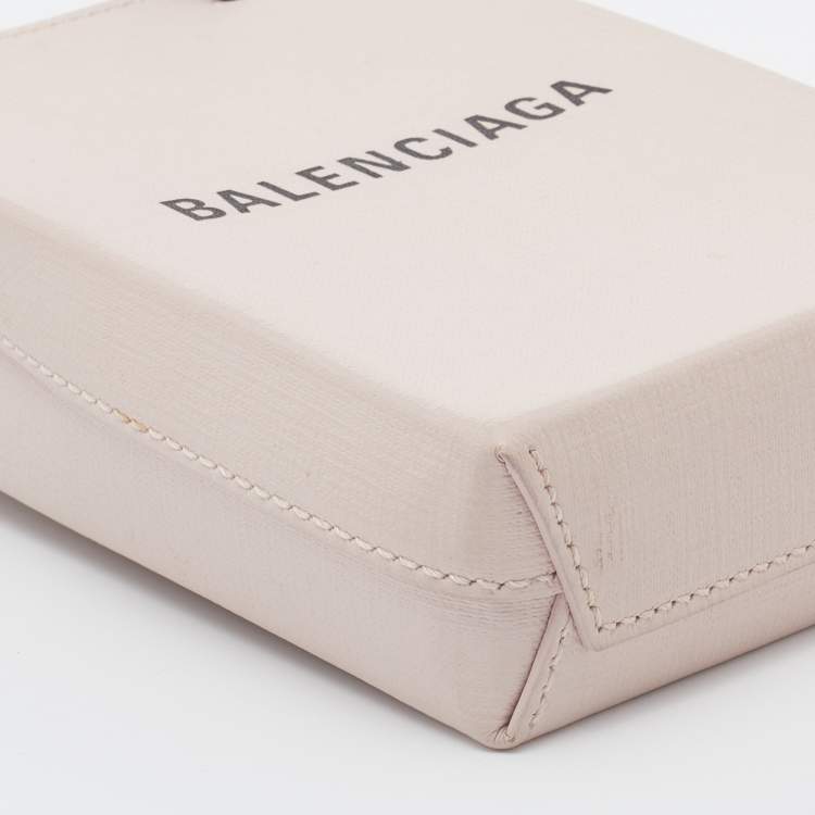 Pre Owned Balenciaga Light Pink Leather Shopping Phone Holder Bag