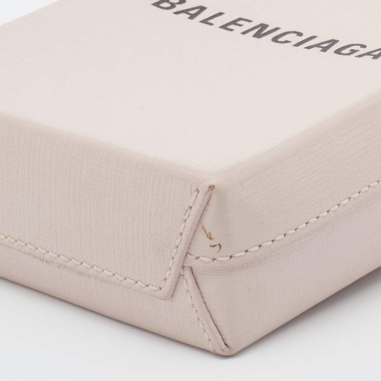 Pre Owned Balenciaga Light Pink Leather Shopping Phone Holder Bag
