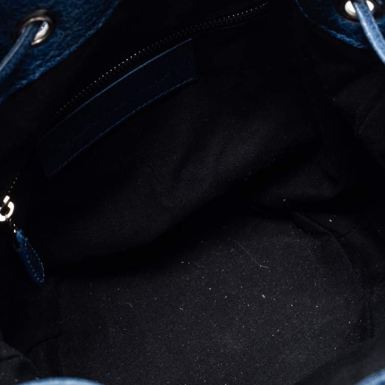 Pre Owned Balenciaga Blue Leather Pompon GSH Hobo