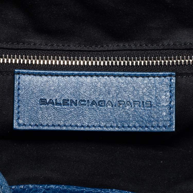 Pre Owned Balenciaga Blue Leather Pompon GSH Hobo