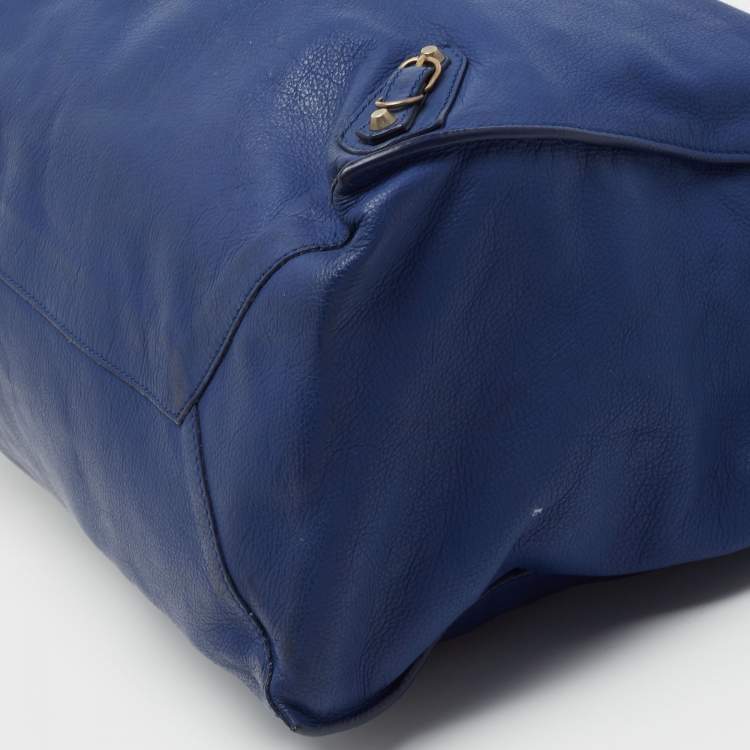 Pre Owned Balenciaga Dark Blue Leather Papier A4 Tote