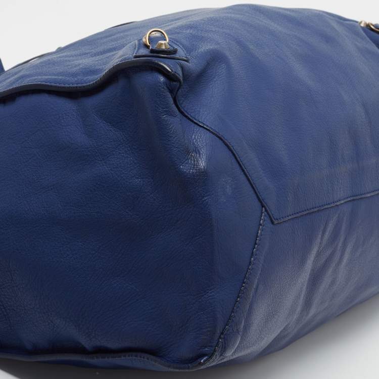 Pre Owned Balenciaga Dark Blue Leather Papier A4 Tote