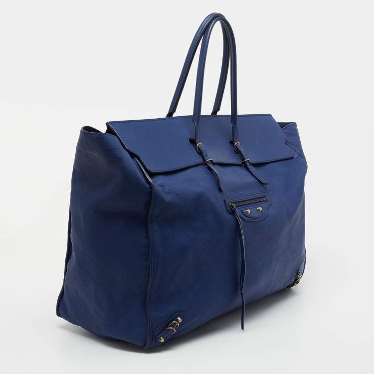 Pre Owned Balenciaga Dark Blue Leather Papier A4 Tote