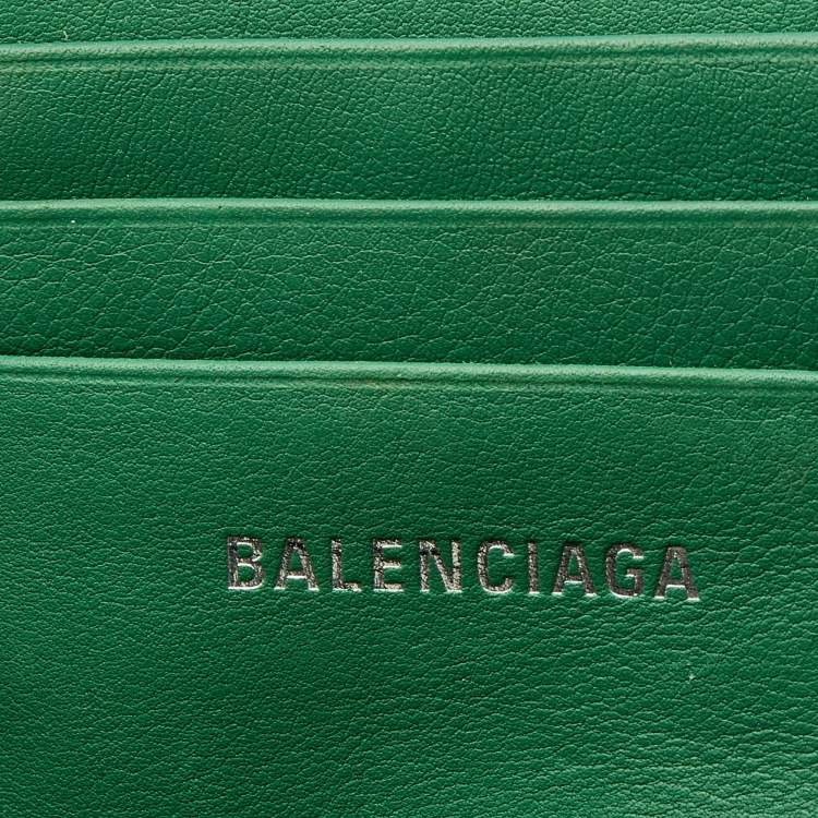 Pre Owned Balenciaga Green Leather Triangle Zip Clutch
