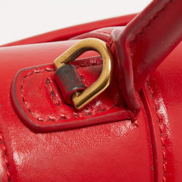 Pre Owned Balenciaga Red Leather Hourglass Top Handle Bag