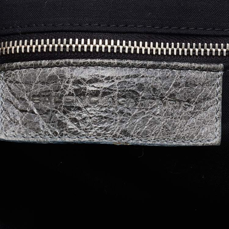 Pre Owned Balenciaga Grey Leather Pompon Shoulder Bag