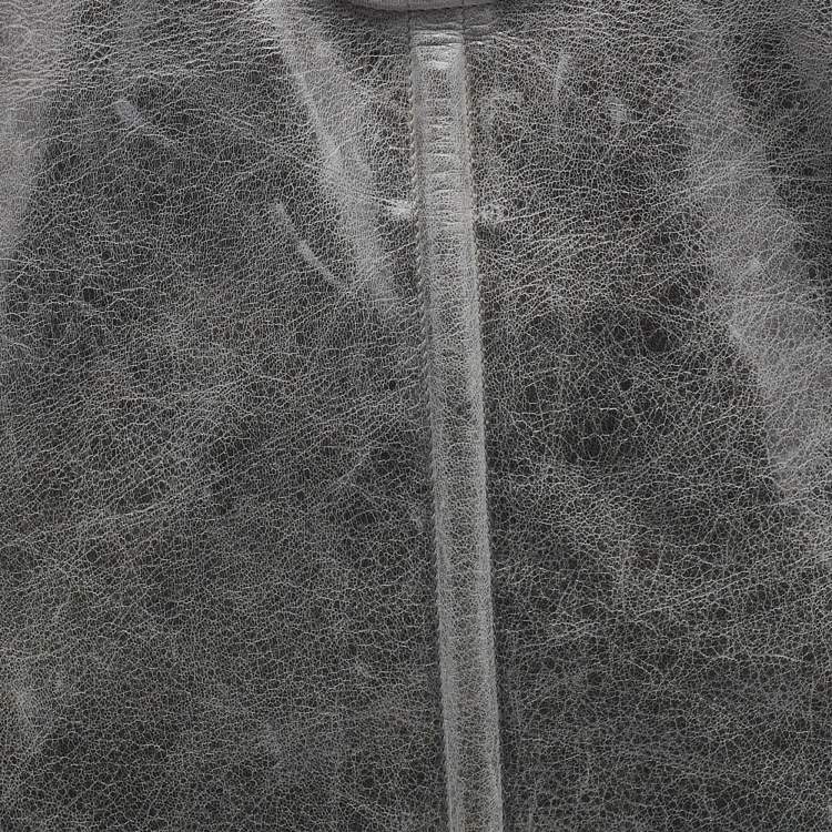 Pre Owned Balenciaga Grey Leather Pompon Shoulder Bag