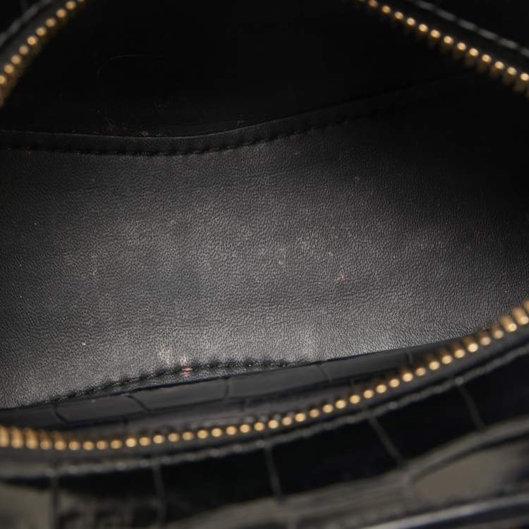 Pre Owned Balenciaga Black Croc Embossed Nano Neo Classic Tote