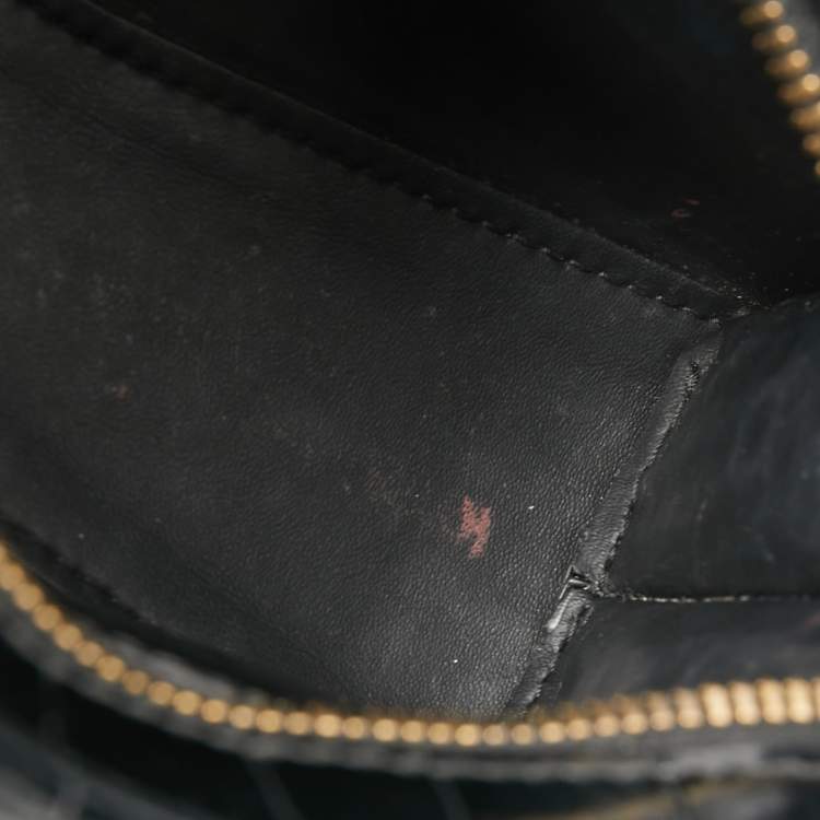 Pre Owned Balenciaga Black Croc Embossed Nano Neo Classic Tote