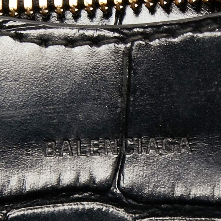 Pre Owned Balenciaga Black Croc Embossed Nano Neo Classic Tote