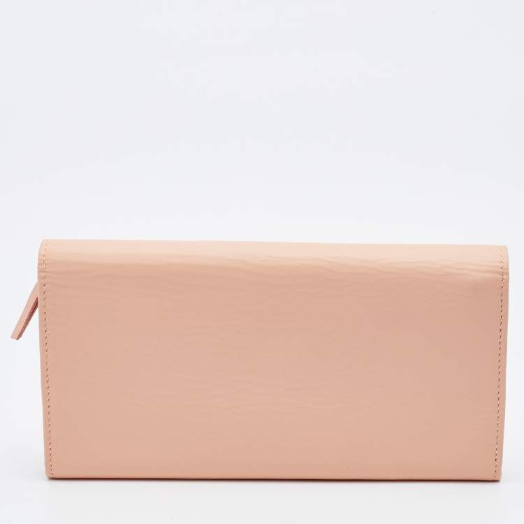 Pre Owned Balenciaga Peach Leather Classic Continental Wallet