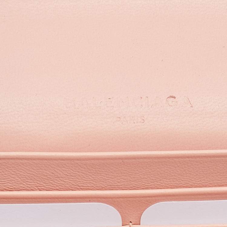 Pre Owned Balenciaga Peach Leather Classic Continental Wallet