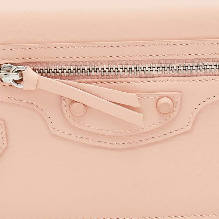 Pre Owned Balenciaga Peach Leather Classic Continental Wallet