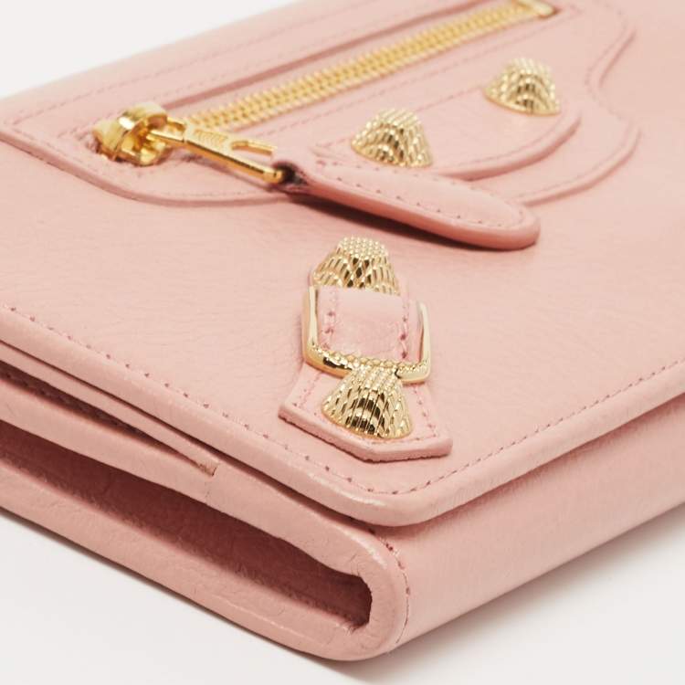 Pre Owned Balenciaga Light Pink Leather Classic Continental Wallet