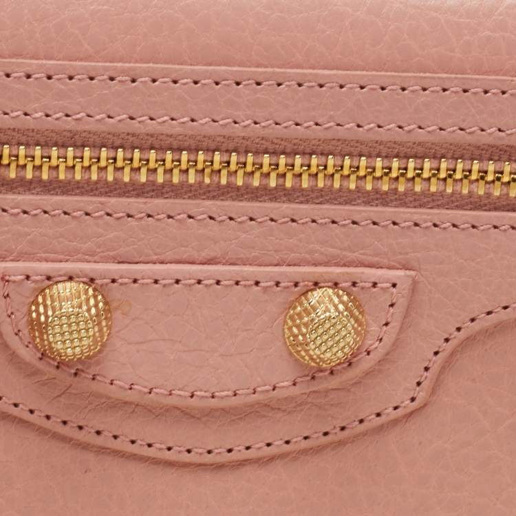 Pre Owned Balenciaga Light Pink Leather Classic Continental Wallet
