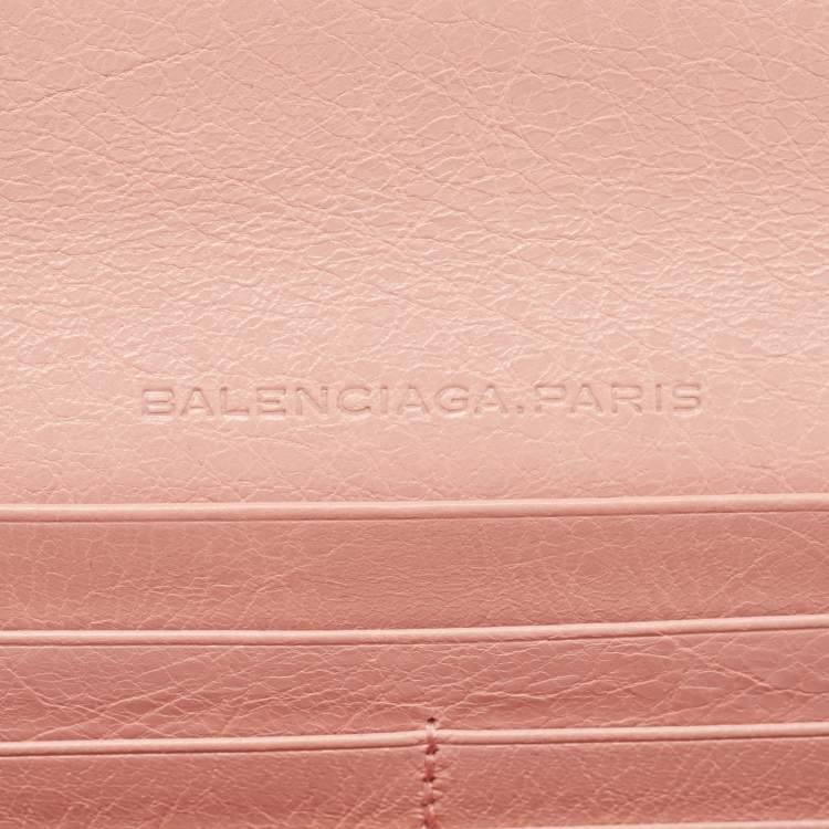 Pre Owned Balenciaga Light Pink Leather Classic Continental Wallet