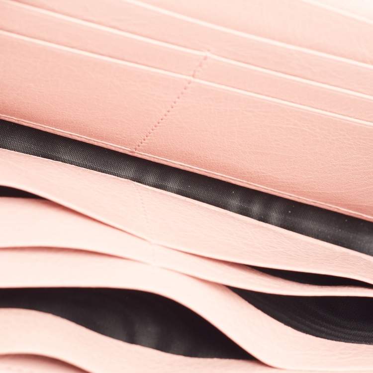 Pre Owned Balenciaga Light Pink Leather Classic Continental Wallet