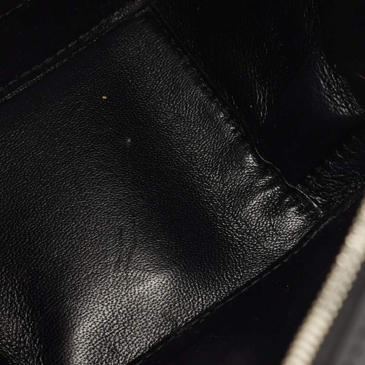 Pre Owned Balenciaga Black Leather Logo Round Bag