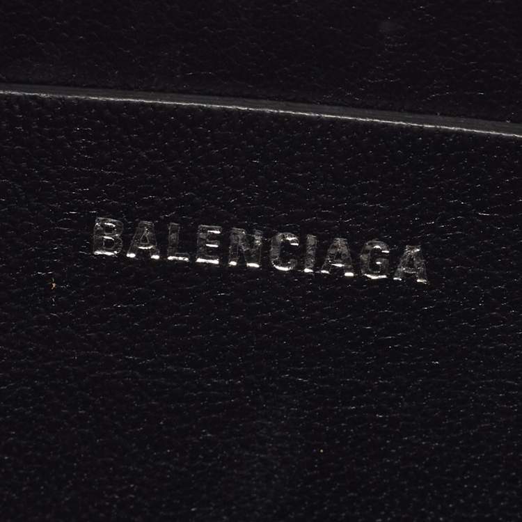 Pre Owned Balenciaga Black Leather Logo Round Bag