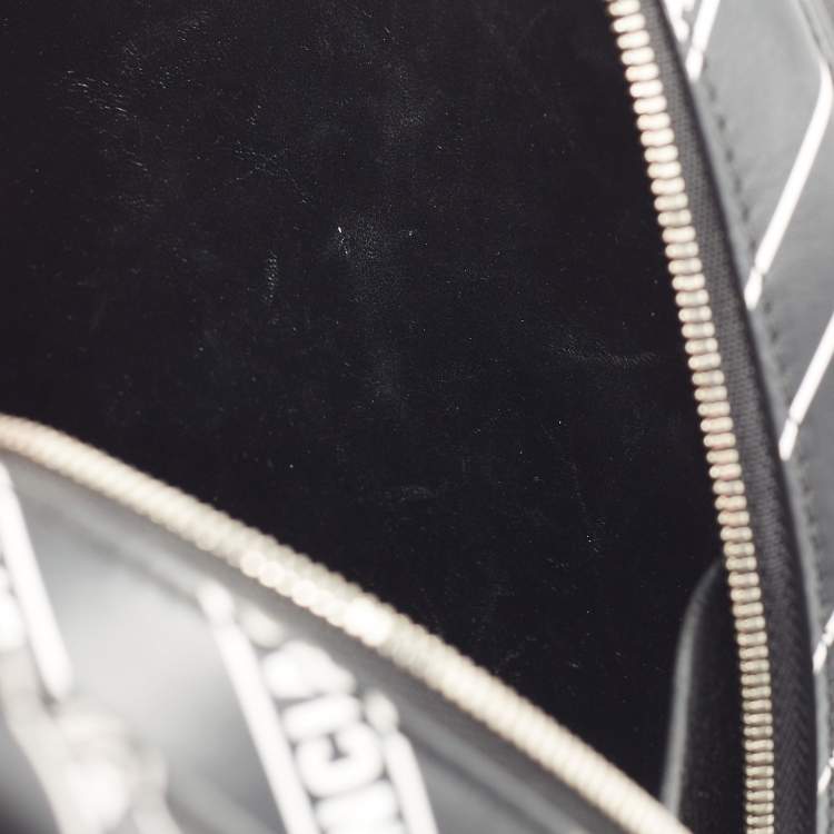 Pre Owned Balenciaga Black Leather Logo Round Bag