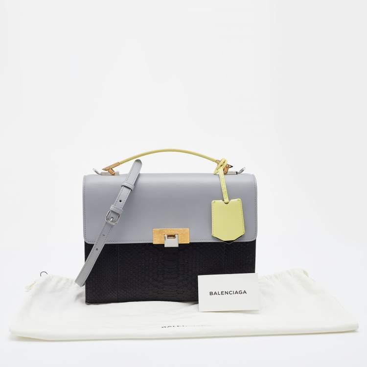 Pre Owned Balenciaga Multicolor Python and Leather Le Dix Cartable Top Handle Bag