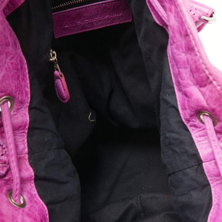 Pre Owned Balenciaga Magenta Leather GCH 21 Pompon Hobo