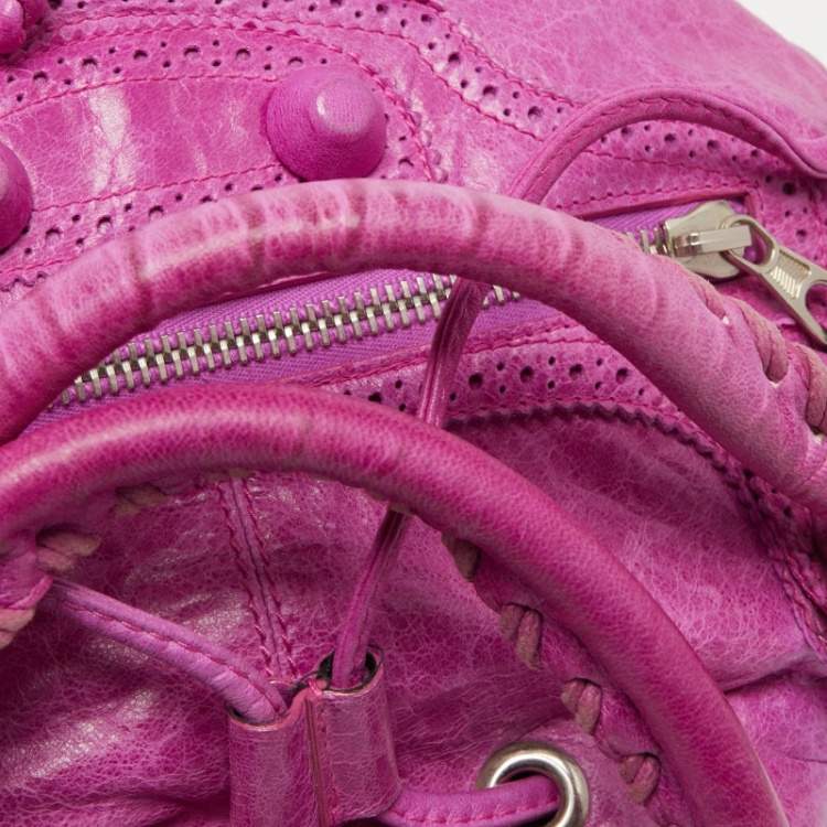 Pre Owned Balenciaga Magenta Leather GCH 21 Pompon Hobo