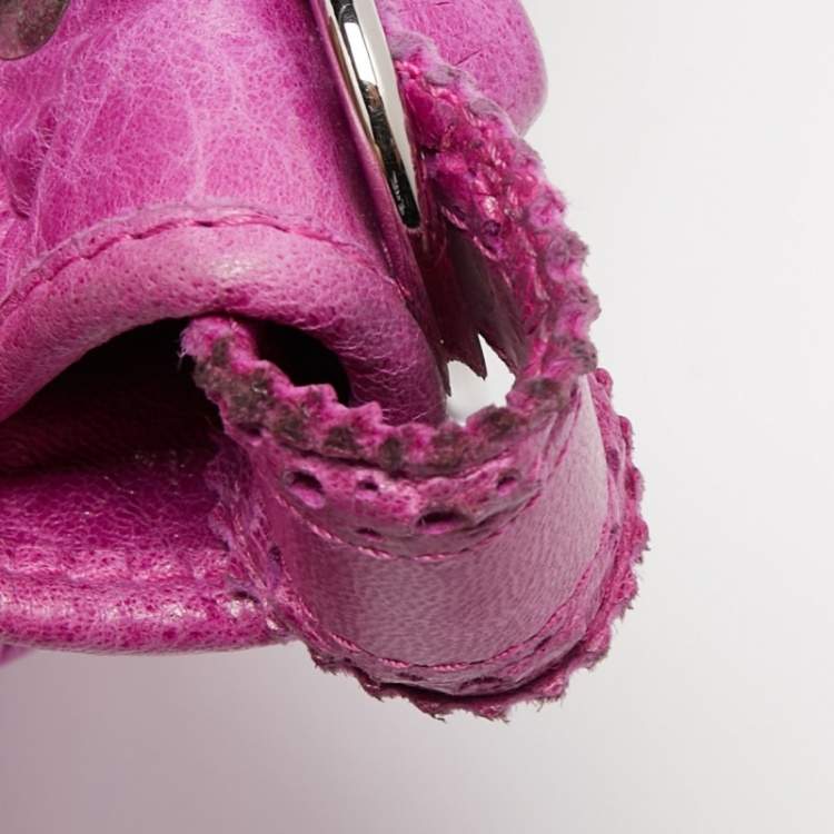 Pre Owned Balenciaga Magenta Leather GCH 21 Pompon Hobo