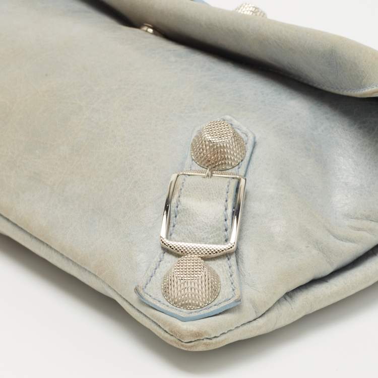 Pre Owned Balenciaga Light Blue Leather SGH Envelope Clutch