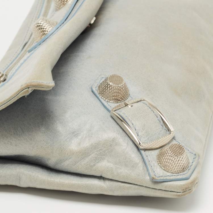 Pre Owned Balenciaga Light Blue Leather SGH Envelope Clutch