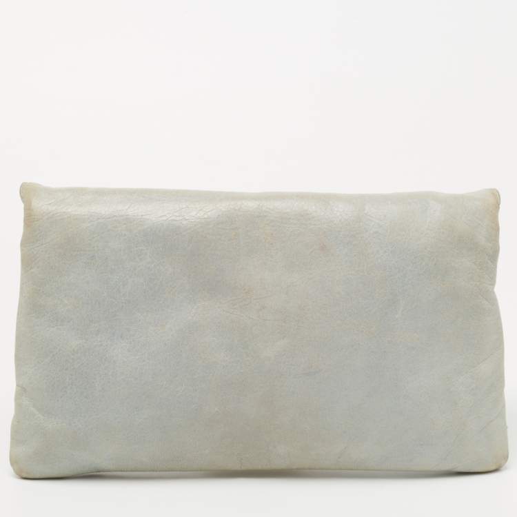 Pre Owned Balenciaga Light Blue Leather SGH Envelope Clutch