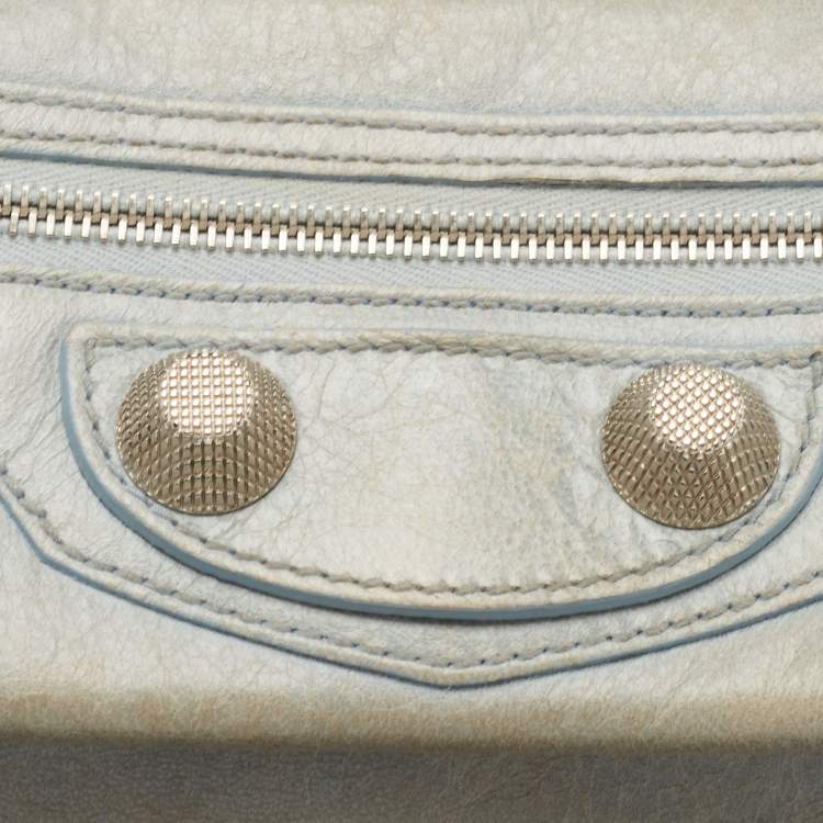 Pre Owned Balenciaga Light Blue Leather SGH Envelope Clutch