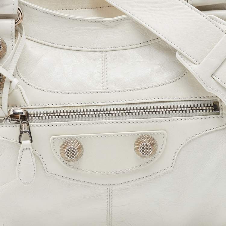 Pre Owned Balenciaga White Leather Giant 21 Silver Hardware Part-Time Tote