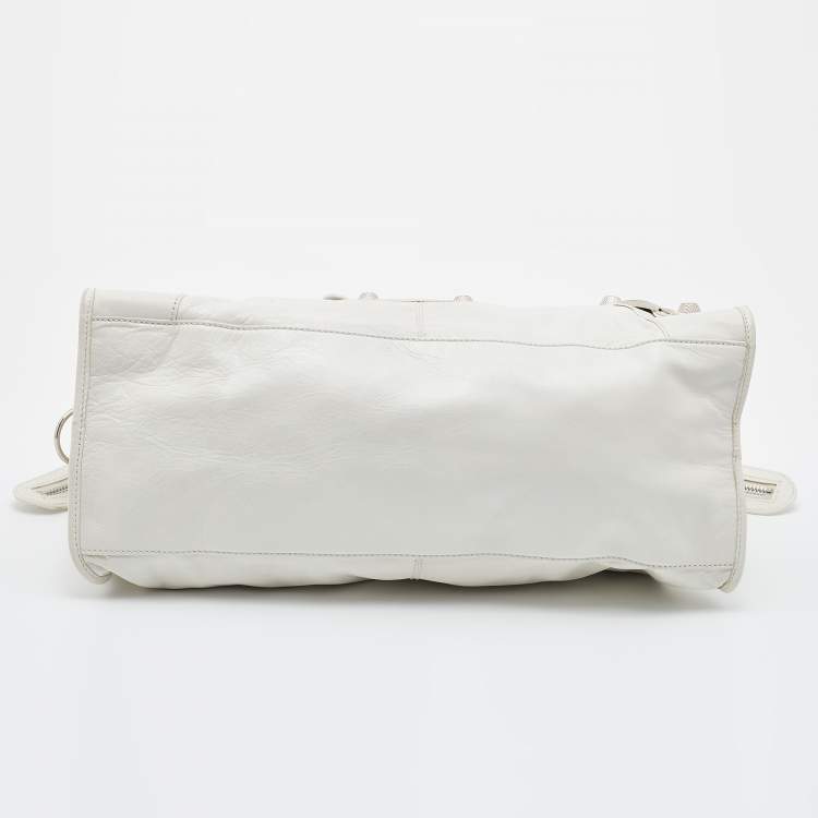 Pre Owned Balenciaga White Leather Giant 21 Silver Hardware Part-Time Tote