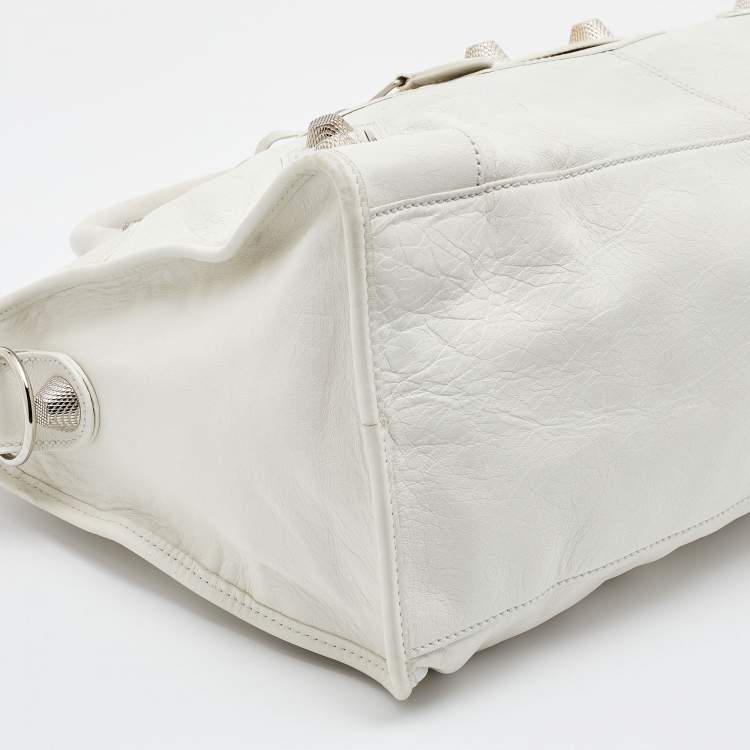 Pre Owned Balenciaga White Leather Giant 21 Silver Hardware Part-Time Tote